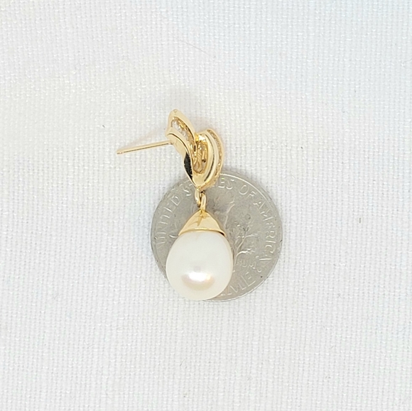 Pearl & diamond earrings - Picture 3 of 3